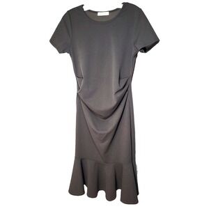 My Bump Maternity Dark Gray Short Sleeve Ruched Dress Wide Ruffle Hem Size Small